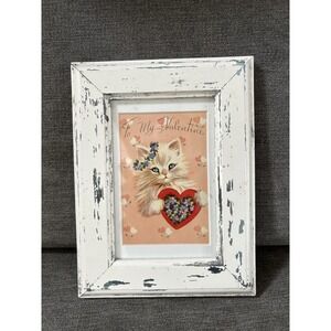Vintage Cat Ephemera Newspaper Magazine‎ Card Valentine Clipping Framed Art